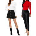 Miniatyrbilde 4 av 5: Langærmet turtleneck-topp for kvinner (rød, stor)
