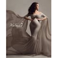 Miniatyrbillede 3 af 5: Maternity Chiffon Havfrue Kjole Off Shoulder Drop Ærmer Tilpasset