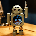 Miniatyrbild 4 av 5: Tyst robotväckarklocka, digital display, lysande studenter, bo