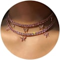 Miniatyrbillede 1 af 5: Sommerfugl Choker Halskæde Funklende Krystal Vedhæng Halskæder Rh