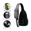 Miniatyrbillede 3 af 5: Crossbody Sling Rygsæk Sling Taske Rejse Vandreture Brysttaske Dagrygsæk (Sort)