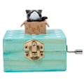 Miniatyrbild 1 av 6: Presentförpackad trä handvev mini musikbox med söt katt Black