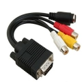 Miniatyrbild 1 av 5: VGA till S-terminal kabel +3RCA VGA till kvarts överföringskabel fyra