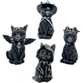Miniatyrbild 1 av 5: Set med 4 Halloween-prydnader för katt, kattdekor, kattfigurer katt H