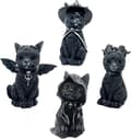 Set med 4 Halloween-prydnader för katt, kattdekor, kattfigurer katt H