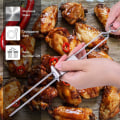 Miniatyrbilde 6 av 7: 6-pakning 13\" rustfrie stålgrillspyd med skyveknapp, gjenbrukbare grillspyd i metall