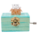 Miniatyrbild 1 av 6: Presentförpackad trä handvev mini musikbox med söt katt White