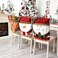Miniatyrbild 5 av 5: Set med 2 julstolsryggar, tomte, snögubbe, ren
