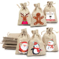 Miniatyrbillede 2 af 7: Jule Burlap-tasker, Jule Burlap Linned Snøregave Tr