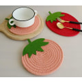 Miniatyrbilde 3 av 5: Sett med 2 søte rosa gresskar-underlag i fruktform, absorberende vevd kaffe