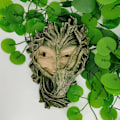 Miniatyrbild 4 av 5: Blyg trädalv trädansiktsväggskulptur mystisk inredning, 21 cm, Pol