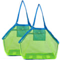 Miniatyrbillede 1 af 6: 2 stk. Oversized Mesh Strandtaske til Børnelegetøj Svømmeudstyr Opbevaring