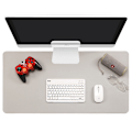 Miniatyrbillede 1 af 5: PU Læder Skrivebordsmatte, Udvidet Mussemåtte, Vandafvisende Skrivebordsbeskytter, Ultratynd Stor Laptop Tastaturmatte (Lysegrå), Ensidig 100*50cm