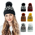Miniatyrbillede 2 af 5: Dame Vinterhatte Strik Line Hue Hat Kold Dag Ski Bobble Pom
