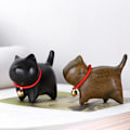 Miniatyrbillede 2 af 5: Træ Kat Figur Ornament Mini Skulptur Killing Statue med B