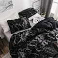 Miniatyrbild 3 av 4: Svart marmor mönstrad påslakan, 3-delars mikrofiber sängkläder set