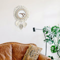 Miniatyrbillede 2 af 5: Dekorativt hængende macrame vægspejl - Håndlavet Boho frynset A