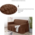 Miniatyrbilde 4 av 5: Lett og tilpasset sofaovertrekk, universell, høy strekk, slitesterk møbelbeskytter med skjørt (lilla), 2-4 seter 140-185cm