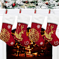 Miniatyrbild 4 av 5: 2 st julklappspåsar med broderade älgstrumpor i flanell