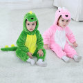 Miniatyrbilde 5 av 5: Ny vår flanell dinosaur single layer romper jumpsuit (grønn)