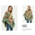 Miniatyrbillede 5 af 5: Ponchoer til kvinder, Kvinders Ponchoer og Wraps Vinter Retro Stilfuld Poncho Sjal til Kvinder - Grøn