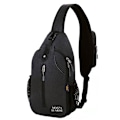 Miniatyrbillede 1 af 5: Crossbody Sling Rygsæk Sling Taske Rejse Vandreture Brysttaske Dagrygsæk (Sort)