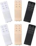 6-pack elastiska bh-förlängare för kvinnor med 2/3-hakar (vit, svart, beige)