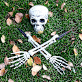 Pikkukuva 1 / 5: 3-osainen Halloween-sarja Realistiset kallopanokset, puutarhanurmikon panokset