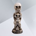 Pikkukuva 5 / 5: Kuule-ei Näe-ei Puhua-ei Paha Kallopatsas Veistoshahmo Skele
