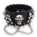 Miniatyrbillede 1 af 5: Punk Læder Manchet Armbånd Skull Design Armbånd Justerbar Størrelse