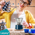 Miniatyrbild 5 av 5: Häll över kaffedripper, långsamt fallande papperslös kaffefilter, Sta