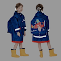 Miniatyrbilde 3 av 5: 1 pakke, barnerainfrakk poncho jakke jenter gutter vanntett poncho