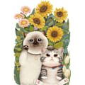Pikkukuva 5 / 5: Auringonkukka ja kissa Super Cute Kylpyhuone WC-istuimen kansi tarrat Sti
