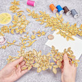Miniatyrbild 2 av 6: 2 st broderade spetsblommor lappar för reparation av kläder jeans