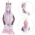 Miniatyrbild 1 av 5: Flickor Huva Hatt Halsduk Unicorn Tofs Ull Vinter Stickad Sjal