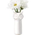 Miniatyrbillede 2 af 5: Hvid keramisk vase, sød ugle blomster vase til pejs, soveværelse,