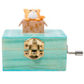 Miniatyrbild 1 av 6: Presentförpackad trä handvev mini musikbox med söt katt Yellow