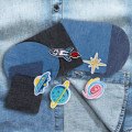 Miniatyrbillede 4 af 5: 30 stk. patches, 24 stk. denimblå ovale stofpatch 6 stk. stryge-på-pat