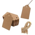 Miniatyrbilde 1 av 5: 100 stk Kraftpapir gaveetiketter med hyssing, tomme gaveetiketter