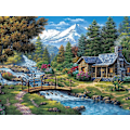 Miniatyrbilde 1 av 5: Full Round Diamond River Landscape Diamond Painting Kit, 5D DIY D