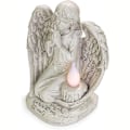 Miniatyrbilde 4 av 4: Solcelle-engel lys som sympatigave, kirkegårdspynt, minnestatue, harpiks engelfigur lys for uteplass plen hage L7,6 x B5,5 x H9 tommer