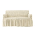 Miniatyrbild 1 av 5: Enkel Passform Soffaöverdrag Universell Hög Stretch Hållbar Möbelskydd med Kjol (Beige), 2-4 Sits 190-230cm
