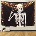 Miniatyrbillede 2 af 5: Rock and Roll Skull Tapestries, Funny Skull Human Skeleton Tapes