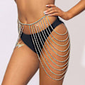 Miniatyrbilde 4 av 5: Krystall Navel Chain Strand Sofaer Strand Body Chain Mote Midje Smykker
