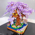 Miniatyrbillede 5 af 7: 2200 stk. Mini Byggeklodser Lilla Kirsebærblomst Træhus Mo