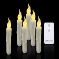 Miniatyrbillede 1 af 5: Flammeløse flimrende stearinlys, 1 fjernbetjening, 17 cm elfenben