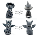Miniatyrbild 3 av 5: Set med 4 Halloween-prydnader för katt, kattdekor, kattfigurer katt H