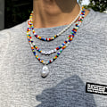Miniatyrbillede 4 af 5: Boho chic alien bead brev multilayer kombineret stablet slid mænd