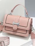 Färgblocks Crossbody-väskor för kvinnor Läder Axelväskor Söta Handväskor Crossbody-väska - Rosa Pink