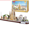Miniatyrbillede 1 af 5: Stereoskopisk puslespil bylandskab puslespil bygningsmodel (Barcelona)